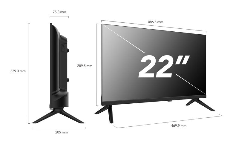 Smart Tech 22FN01V TV LED 22" Full HD DVB-T2 HEVC HDMI USB Nero