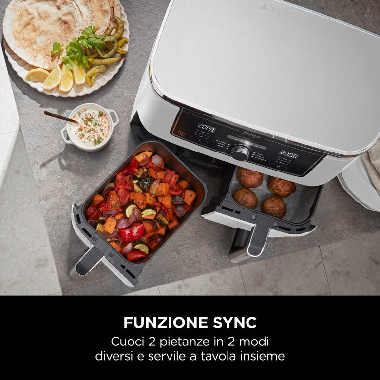 Ninja AF400EU Doppia 9,5 L Indipendente 2470 W Friggitrice ad aria calda Bianco