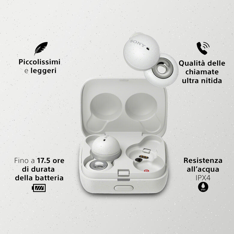 Sony LinkBuds - Auricolari True Wireless con Driver ad anello, Ottimizzate per Google Assistant, Amazon Alexa, Microfono Integrato per chiamate, Batteria fino a 17.5 ore (Grigio)