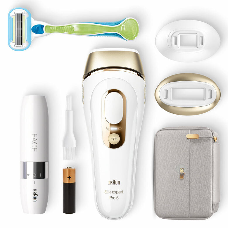 Braun Silk-expert Pro Silk expert Pro 5 PL5159, Epilatore A Luce Pulsata Donna, Per La Rimozione Permanente Dei Peli Visibili A Casa Tua, Bianco/Oro