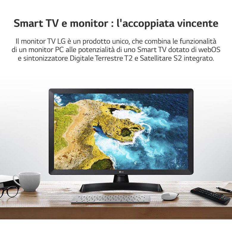 LG 24TQ520S Televisione Smart TV 24 Pollici Led WebOs Nero