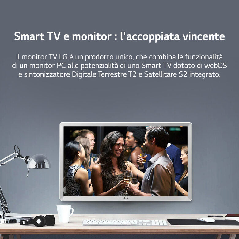 LG 24TQ510S Televisione Smart TV 24 Pollici Led WebOs Bianco