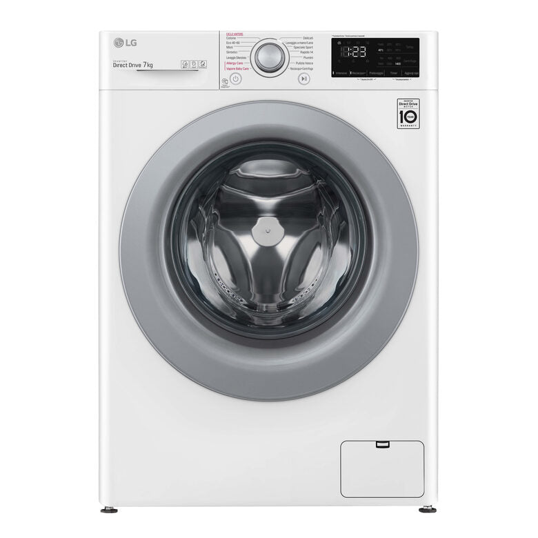 LG F2WV3S7S4E  Serie V3 Lavatrice Slim A Libera Installazione 7 Kg, 1200 Giri, AI DD™, Lavaggio A Vapore, Inverter Direct Drive, Classe D, Bianco