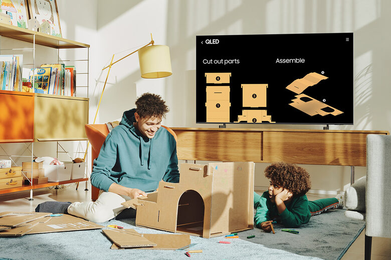 Samsung Series 6 TV QLED 4K 85” QE85Q60B Smart TV Wi-Fi Black, Quantum HDR, Ultra sottile, Colori Ultra luminosi, Suono dinamico