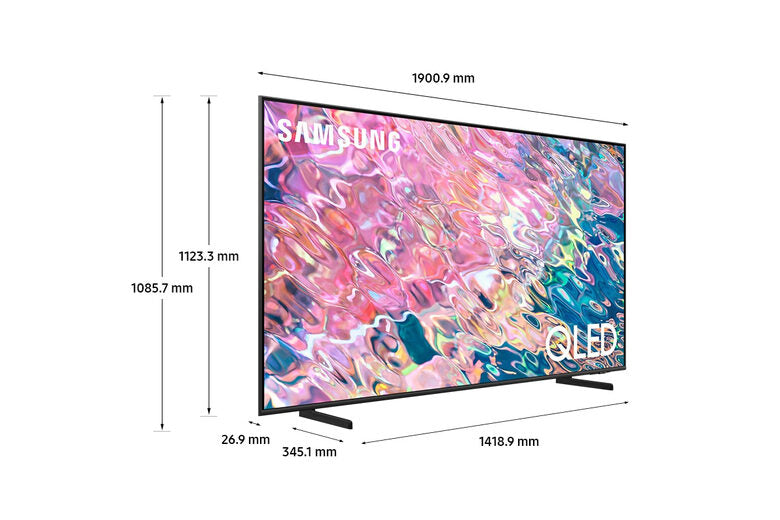 Samsung Series 6 TV QLED 4K 85” QE85Q60B Smart TV Wi-Fi Black, Quantum HDR, Ultra sottile, Colori Ultra luminosi, Suono dinamico