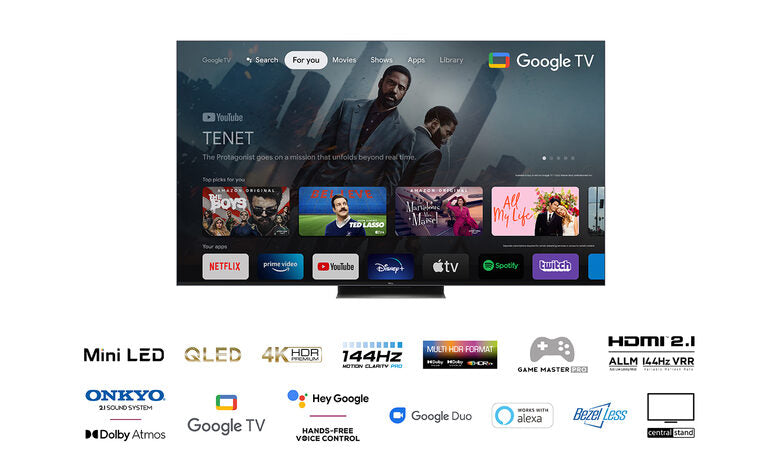 TCL Serie C83 Mini LED 55" 55C835 audio Onkyo 2.1 Google TV