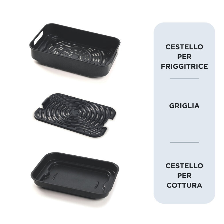 Ariete 4635 Air Fryer Grill, Friggitrice ad aria e Griglia, Bistecchiera,1700W, Capacità 8L, Friggi e Griglia, 8 funzioni di cottura, Timer, Nero