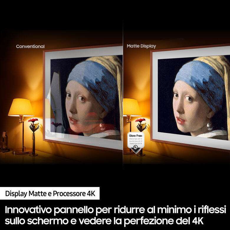 Samsung The Frame TV 4K 55” 55LS03B Smart TV Wi-Fi Black, Processore 4K, Cornice personalizzabile, Display anti-riflesso, Suono dinamico