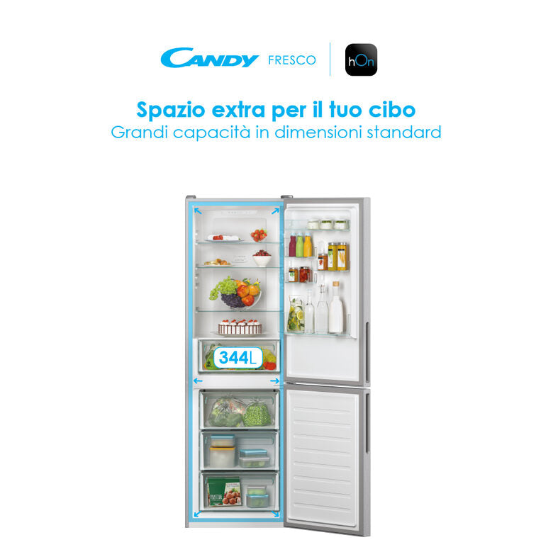 Candy Fresco CCE3T618ES frigorifero con congelatore Libera installazione 341 L E Argento