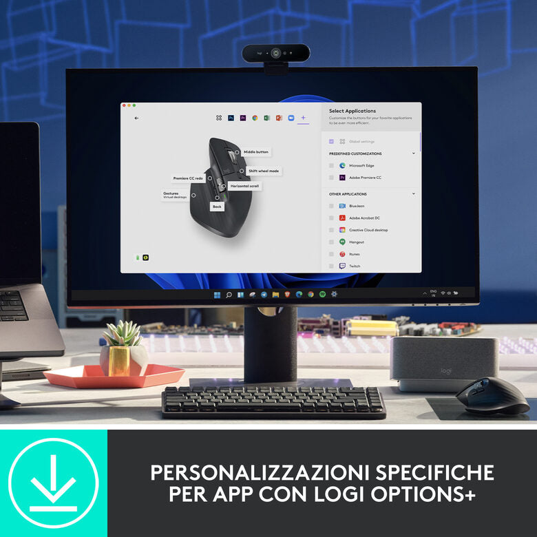 Logitech MX Master 3S mouse Mano destra RF senza fili + Bluetooth Ottico 8000 DPI
