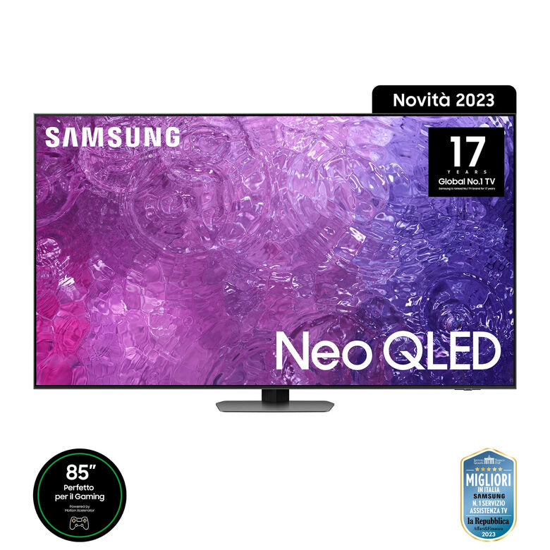 Samsung Series 9 TV QE85QN90CATXZT Neo QLED 4K, Smart TV 85" Processore Neural Quantum 4K, Dolby Atmos e OTS+, Carbon Silver
