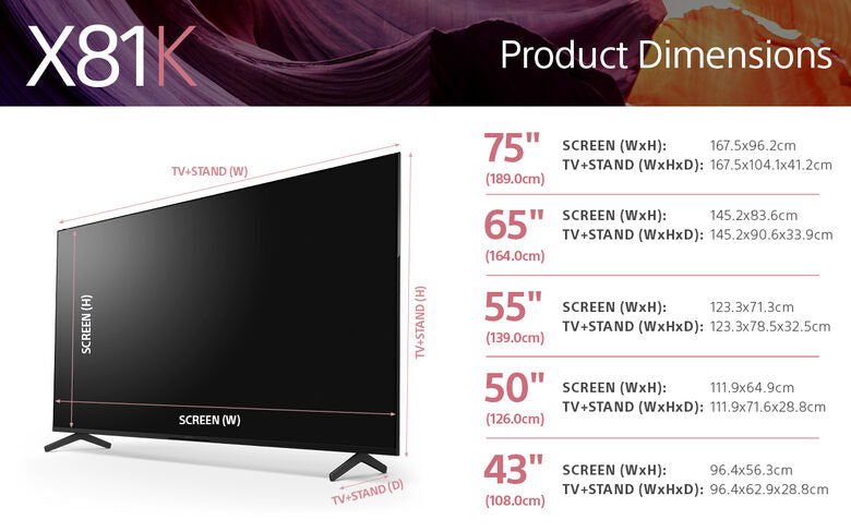 Sony BRAVIA, KD-65X81K, Smart Google TV, 65”, LED, 4K UHD, HDR, Perfect for Playstation, con BRAVIA CORE