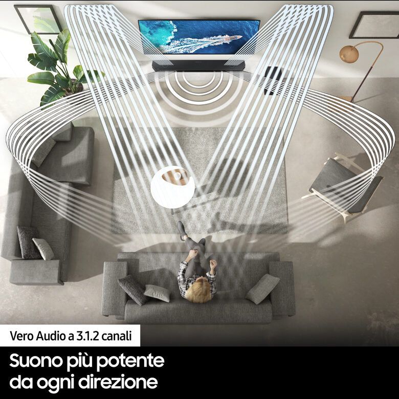 Samsung Soundbar HW-Q700B/ZF con subwoofer 3.1.2 canali 320W, audio 3D wireless ottimizzato, effetto cinema surround