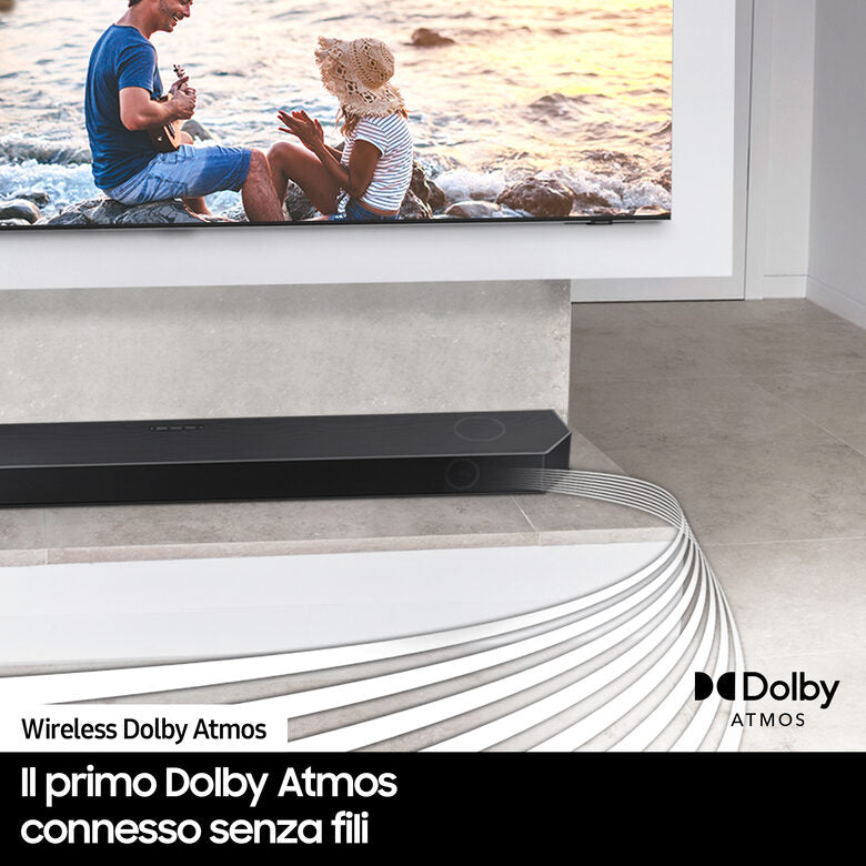 Samsung Soundbar HW-Q990B/ZF con subwoofer e speaker 11.1.4 canali 656W, audio 3D wireless ottimizzato, effetto cinema surround