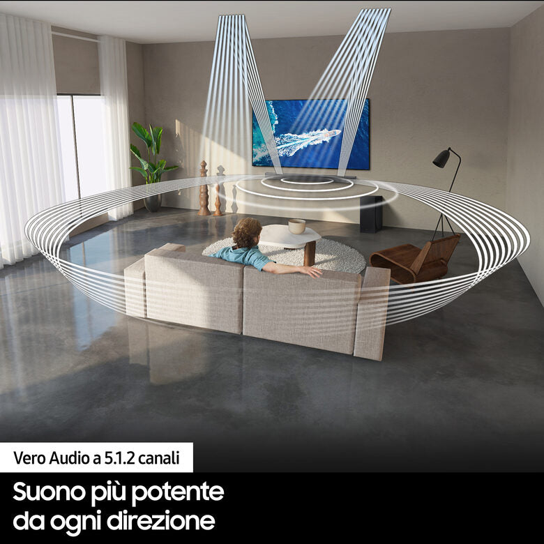 Samsung Soundbar HW-Q800B/ZF con subwoofer 5.1.2 canali 360W, audio 3D wireless ottimizzato, effetto cinema surround