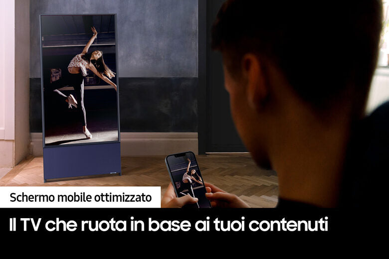 Samsung TV The Sero 4K 43" 43LS05B Smart TV Wi-Fi 2022 Navy Blue, Schermo rotante, Suono potente, Processore Quantum 4K, Display anti-riflesso
