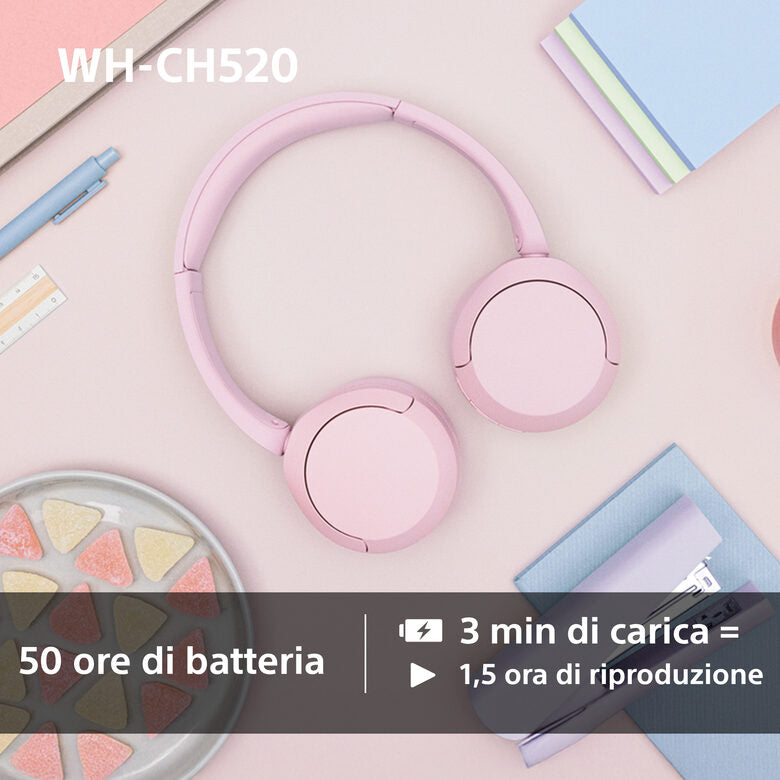 Sony WHCH520P.CE7 cuffia e auricolare Wireless A Padiglione Musica e Chiamate USB tipo-C Bluetooth Rosa