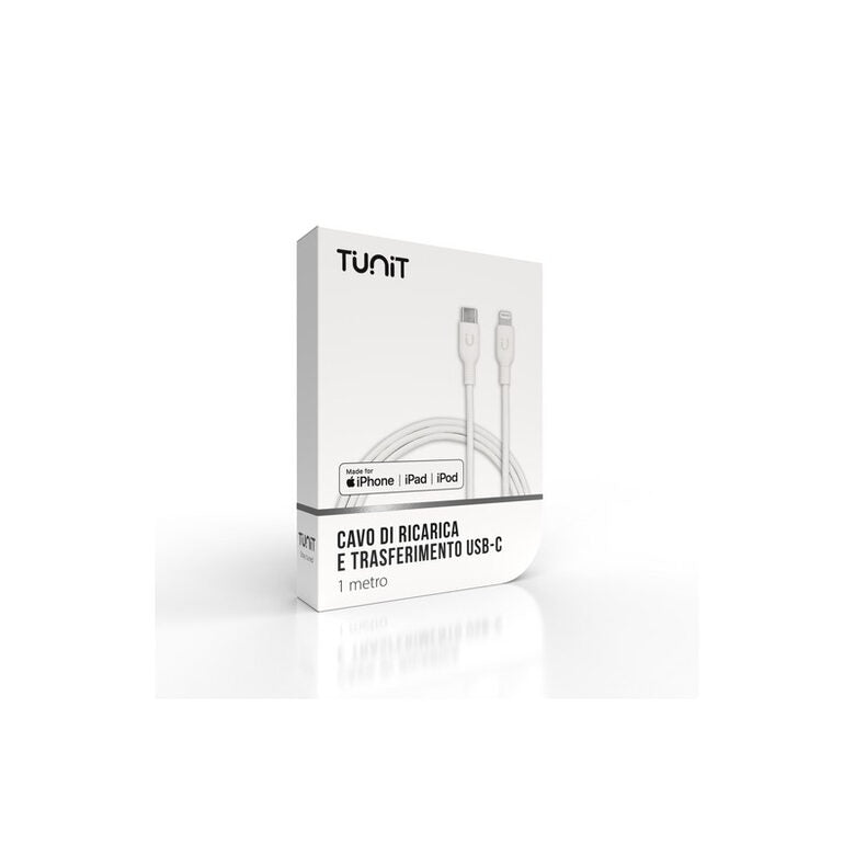 TUNIT TTCL01 cavo USB 1 m USB C USB C/Lightning Bianco