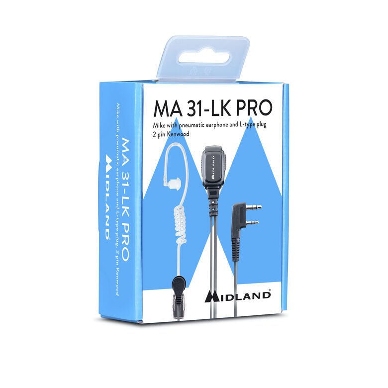 Midland MA 31LK Pro Auricolare Cablato In-ear Nero, Trasparente