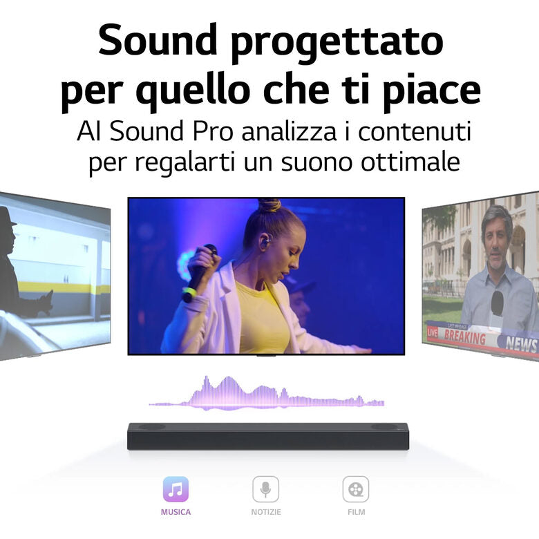LG Soundbar S75Q 380W 3.1.2 canali, Meridian, Dolby Atmos
