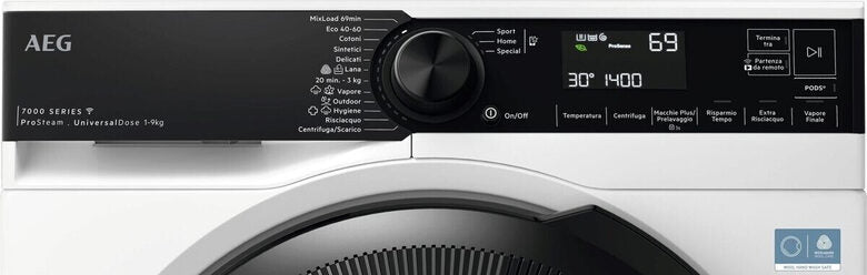 AEG Series 7000 LAVATRICE CARICA FRONTALE 9 KG CLASSE A-20% 1400 GIRI LR7FH94VY MADE IN EUROPE