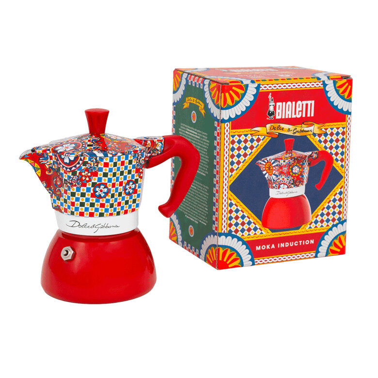 Bialetti Moka Induction Dolce&Gabbana 0,19 L Blu, Rosso, Bianco