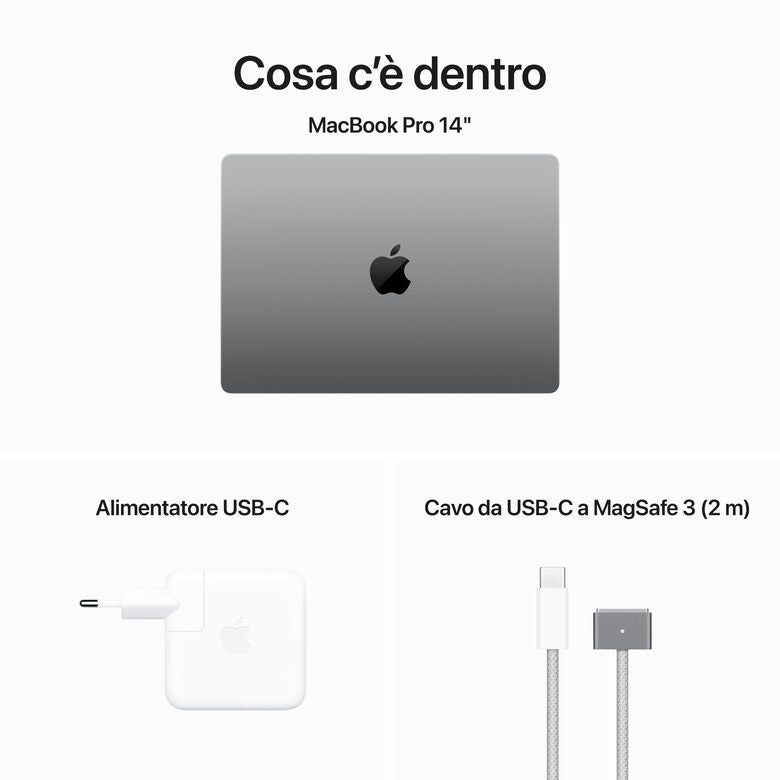 Apple MacBook Pro 14'' M3 chip con 8‑core CPU e 10‑core GPU, 512GB SSD - Grigio Siderale