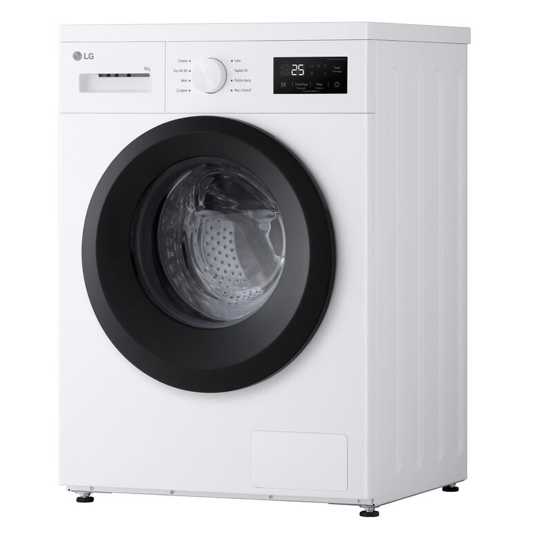 LG F4NA10S8NWK Lavatrice slim 8kg, Classe A, 1400 giri, Programma igiene con vapore, Top rimovibile, White