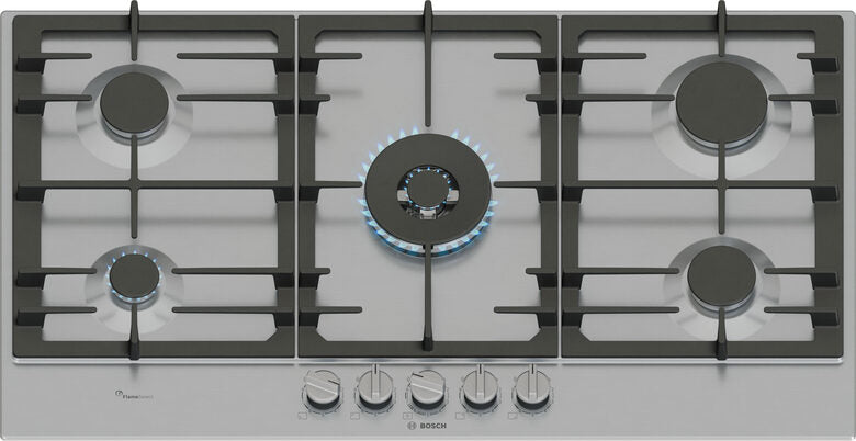 Bosch Serie 6 PCR9A5I90 , Piano cottura a gas, 90 cm, Acciaio inox
