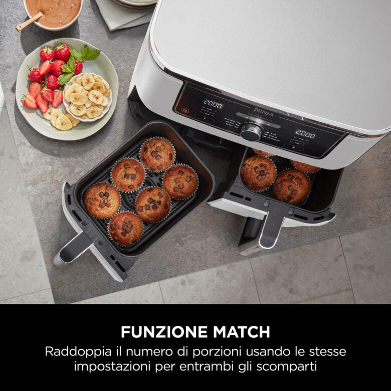 Ninja AF400EU Doppia 9,5 L Indipendente 2470 W Friggitrice ad aria calda Bianco