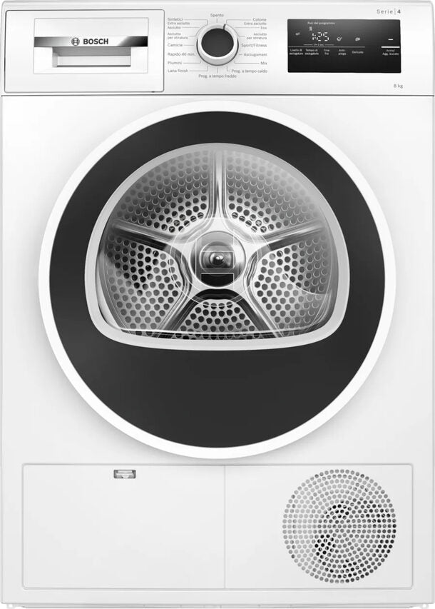 Bosch WTH85208II Serie 4 Asciugatrice A Libera Installazione 8 Kg, Pompa Di Calore, Auto Dry, Filtro Easy Clean, SensitiveDrying, Classe E, Bianco