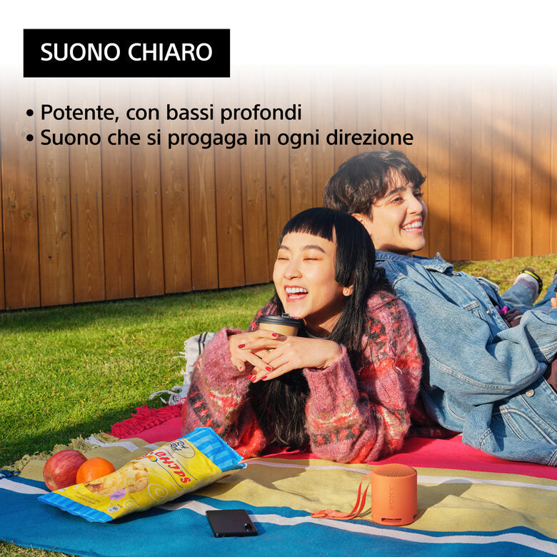 Sony SRS-XB100 - Speaker Wireless Bluetooth, portatile, leggero, compatto, da esterno, da viaggio, resistente IP67 impermeabile e antipolvere, batteria da 16 ore, cinturino versatile, chiama