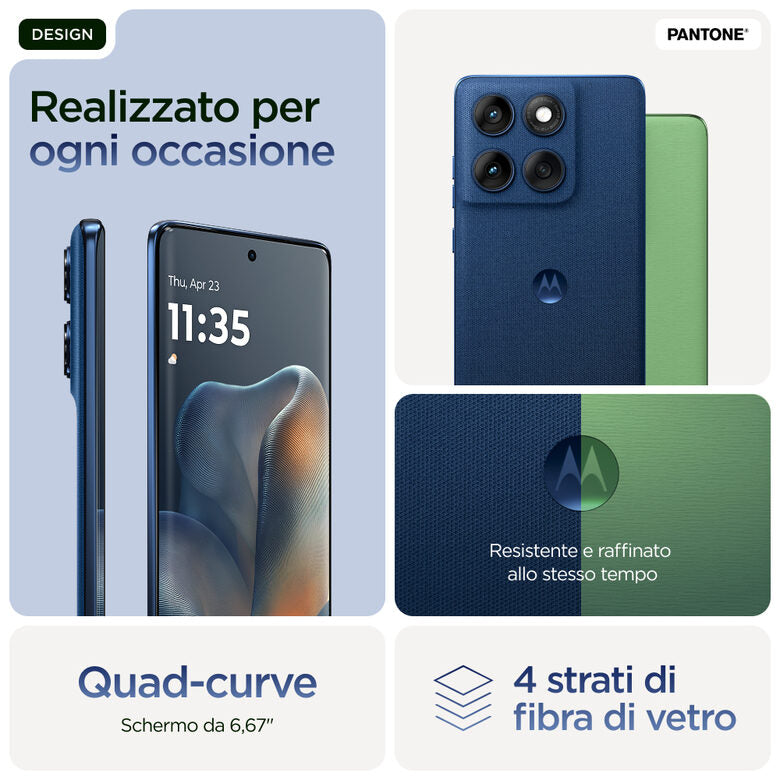 Motorola edge 60 con Moto AI (8/256GB, Fotocamera 50+50+10MP, selfie 50MP, Display 6.67" pOLED 120Hz, MediaTek Dimensity 24M, batteria 5200mAh, ricarica 68W, Android 15), PANTONE Gibraltar S