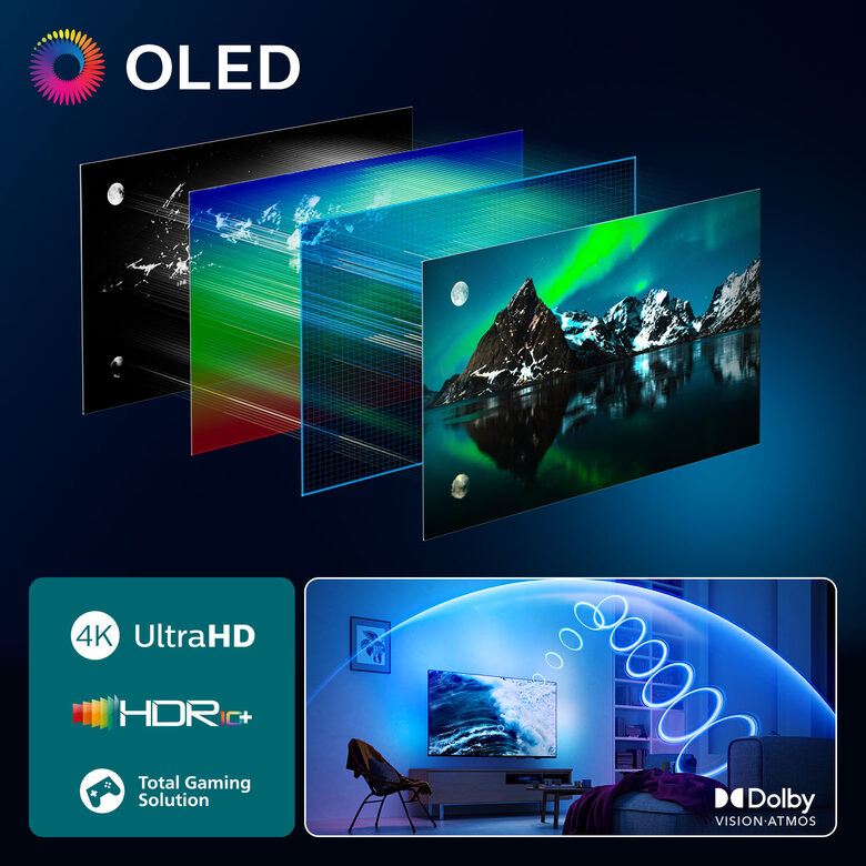 Philips Ambilight TV 65OLED770 4K UHD OLED 164cm 65" pollici Smart TV Dolby Vision and Dolby Atmos Titan OS