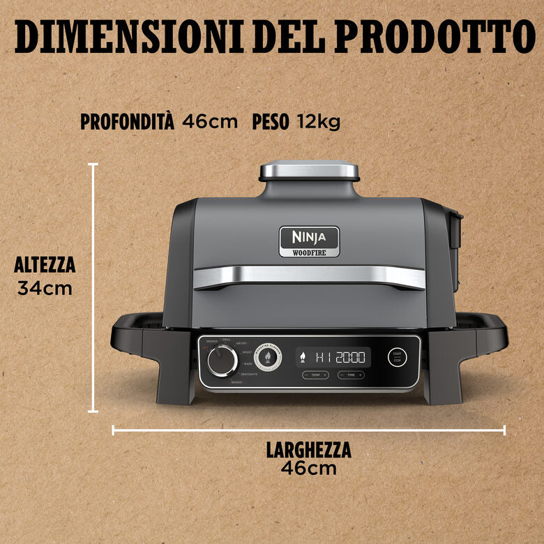 Ninja Barbecue elettrico Woodfire con affumicatore integrato OG701EU