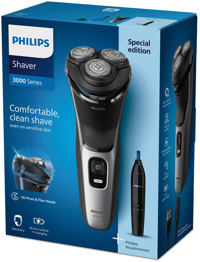 Philips Shaver 3000 Series S3143/02 Rasoio elettrico Wet & Dry