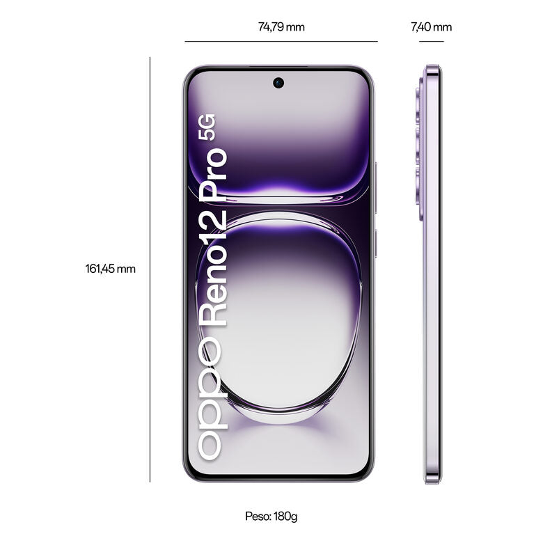 OPPO Reno12 Pro 5G AI Smartphone, Tripla fotocamera 50+50+8MP, Selfie 50MP, Display 6.7” 120HZ AMOLED FHD+, 5000mAh, RAM 12GB(Esp4GB/8GB/12GB)+ROM 512GB, [Versione Italia], Nebula Silver