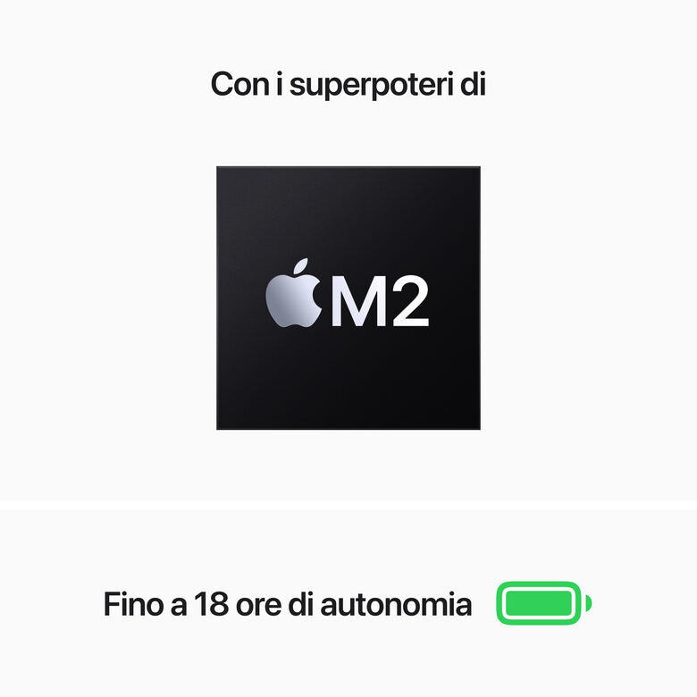 Apple MacBook Air 13": Chip M2 con CPU 8-core e GPU 8‑core, 256GB SSD - Argento