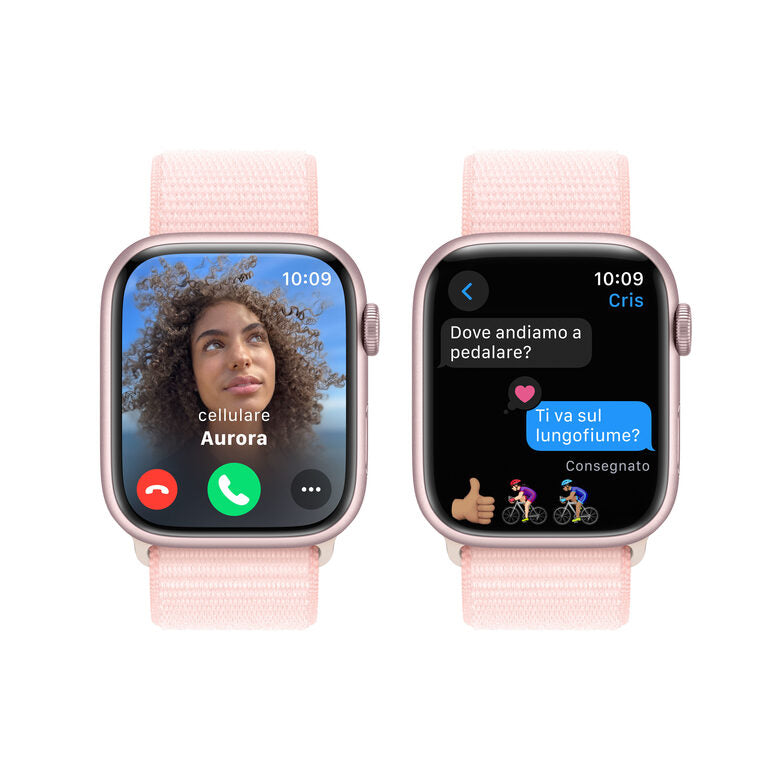 Apple Watch Series 9 GPS Cassa 45mm in Alluminio Rosa con Cinturino Sport Loop Rosa Confetto