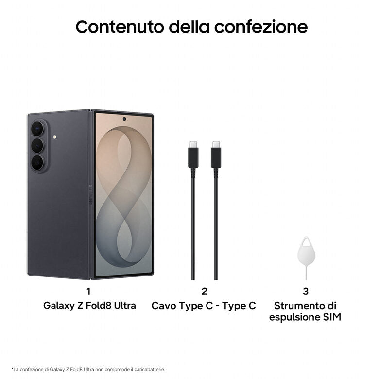 Samsung Galaxy Z Fold8 Ultra , 256GB, Graphite, Processore Potente, Batteria 5000 mAh, Multischermo, RAM 12GB, Camera 200 MP, Now Nudge, Assistente Foto