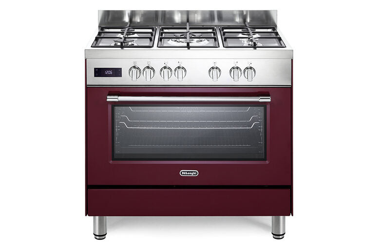 De’Longhi PRO 96 MR ED cucina Elettrico Gas Bordeaux, Rosso, Acciaio inox