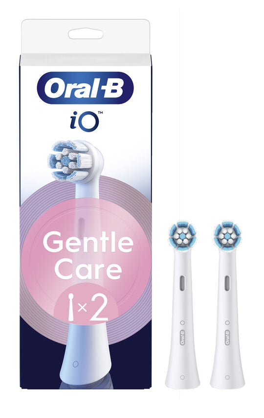 Oral-B Testine di Ricambio iO Series Gentle Care Bianche, Testine Rotonde Originali, per Gengive Sensibili, 2 Testine