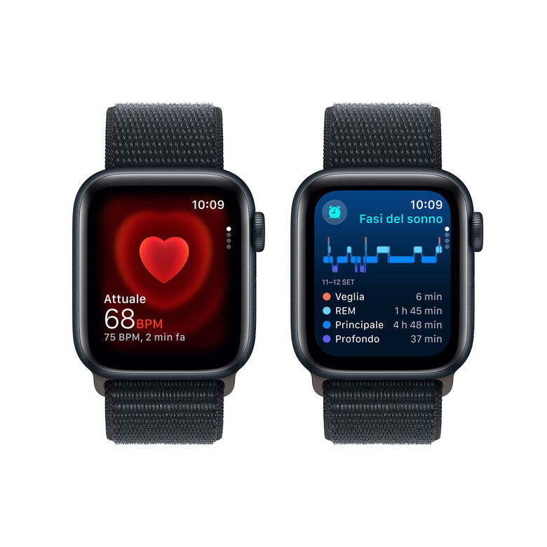 Apple Watch SE GPS + Cellular Cassa 40mm in Alluminio Mezzanotte con Cinturino Sport Loop Mezzanotte