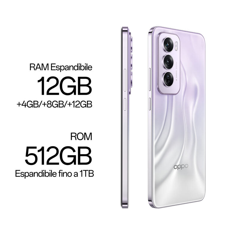 OPPO Reno12 Pro 5G AI Smartphone, Tripla fotocamera 50+50+8MP, Selfie 50MP, Display 6.7” 120HZ AMOLED FHD+, 5000mAh, RAM 12GB(Esp4GB/8GB/12GB)+ROM 512GB, [Versione Italia], Nebula Silver