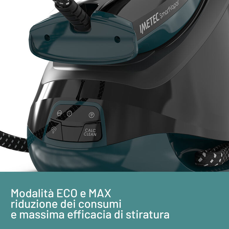 Imetec Smartvapor Ferro da Stiro Generatore di Vapore, Vapore 2 volte più potente, Fino a 6,0 Bar Pump, 2400 W, Colpo di vapore da 350 g, Piastra Fluid Ceramic PRO, Carica continua con serba