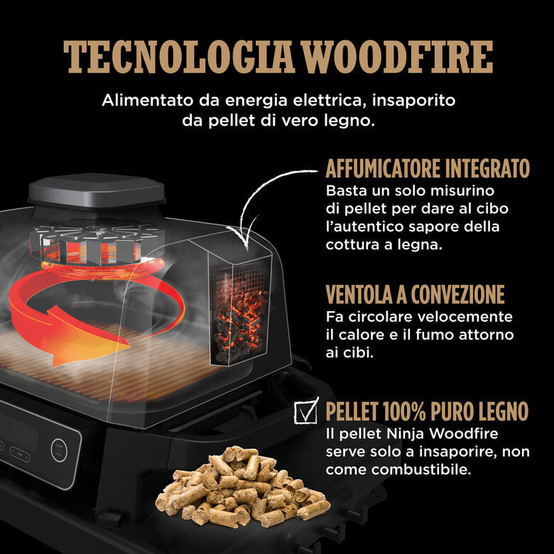 Ninja Barbecue elettrico Woodfire con affumicatore integrato OG701EU