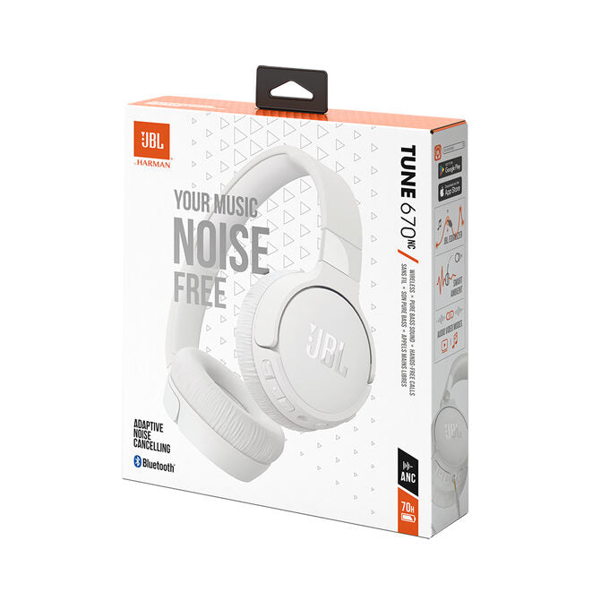 JBL Tune 670 NC Auricolare Con cavo e senza cavo A Padiglione Musica e Chiamate USB tipo-C Bluetooth Bianco