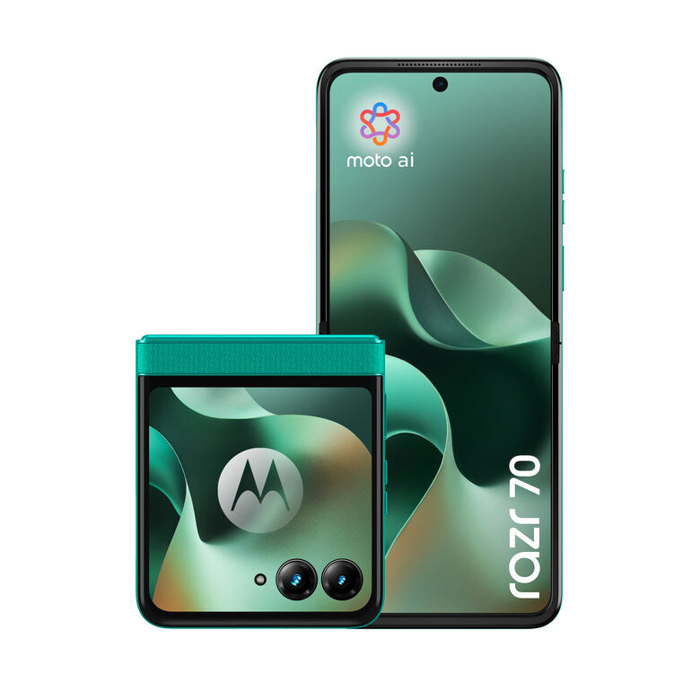Motorola razr 70 (8/256GB, Doppia camera 50MP, Display interno FHD+ 6.9" 120Hz e esterno 3.62", MediaTek Dimensity 7450X, 4800mAh, TurboPower 30W, Android 16), PANTONE Sporting Green