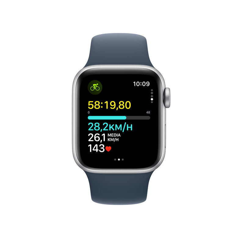 Apple Watch SE GPS Cassa 40mm in Alluminio Argento con Cinturino Sport Blu Tempesta - S/M