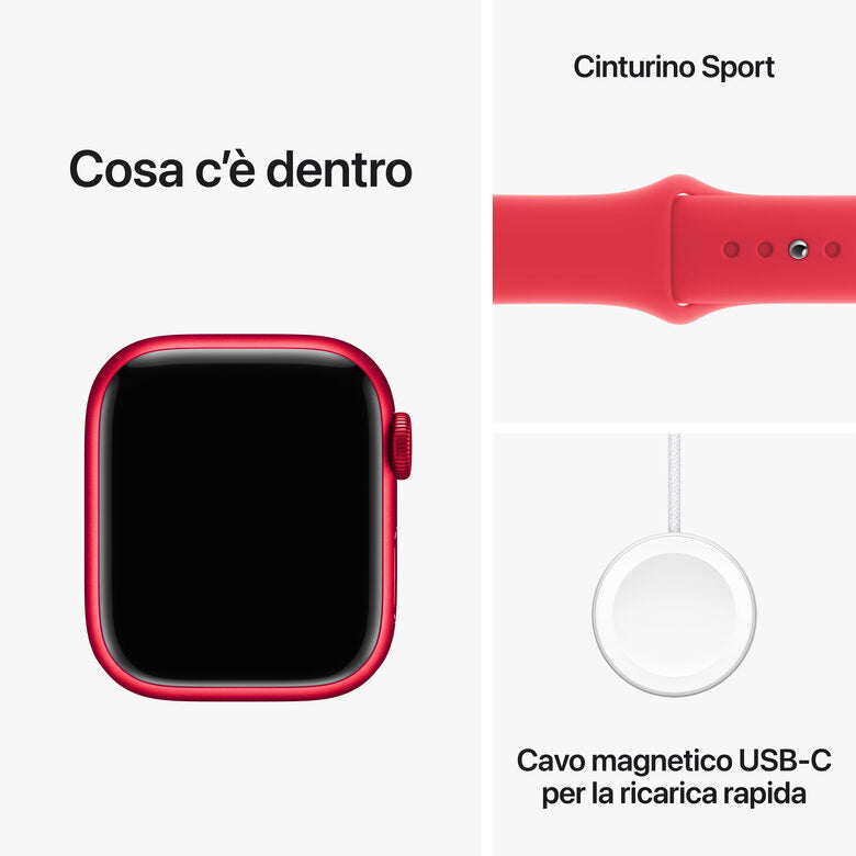 Apple Watch Series 9 GPS Cassa 41m in Alluminio (PRODUCT)RED con Cinturino Sport Band (PRODUCT)RED - S/M